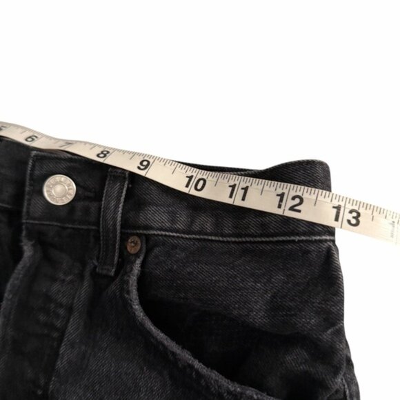 AGOLDE Women's Black Denim Shorts Raw Hem Button Fly Sz 24 - Picture 9 of 10